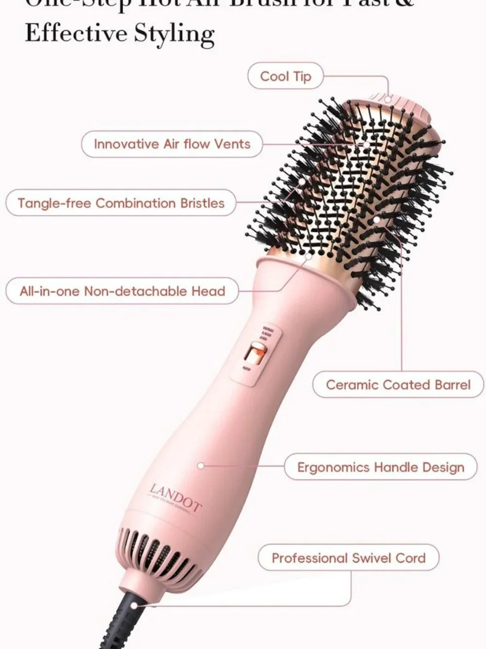 One-Step Hot Air Brush Dryer for Smooth Blowout & Volume - Hair Styling Tool